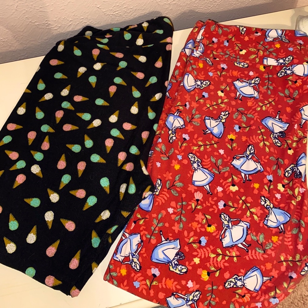 LulaRoe TC leggings ice cream cones & Disney Alice
